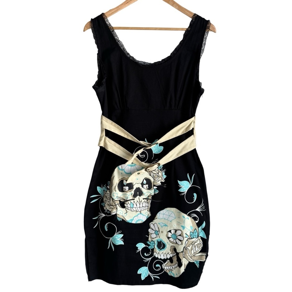 Flawed Too Fast Skull Short Dress XL Black Goth Punk Skater Emo Grunge Rocker